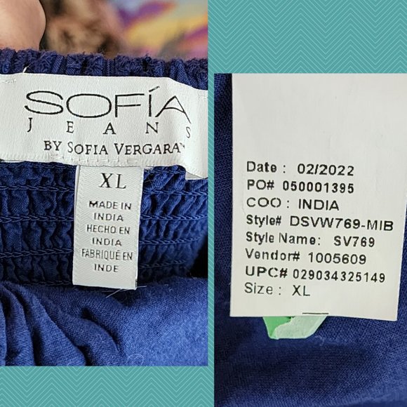 Sofia Jeans Blue Crochet Eyelet Tie Strap Peplum Tank - Picture 5 of 5